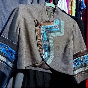 Elegant Brown Jacket with Blue Accents